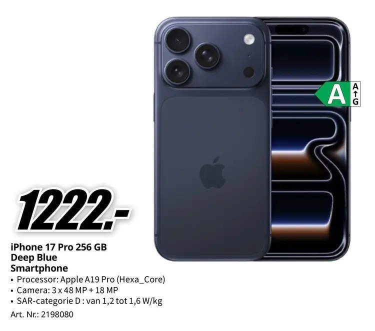 Promotie: iPhone 17 Pro 256 GB Deep Blue Smartphone