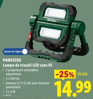 Offre: Lampe de travail LED sans fil