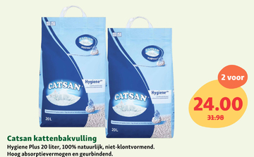 Aanbieding: Catsan kattenbakvulling Hygiene Plus 20 liter