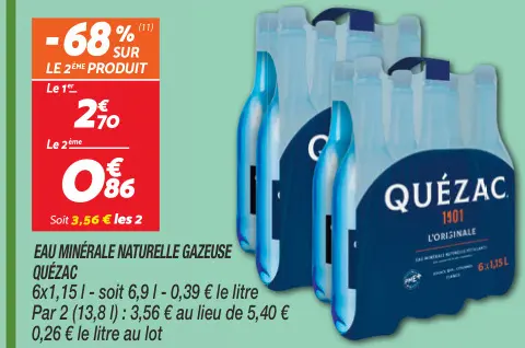 Offre: Eau minérale naturelle gazeuse