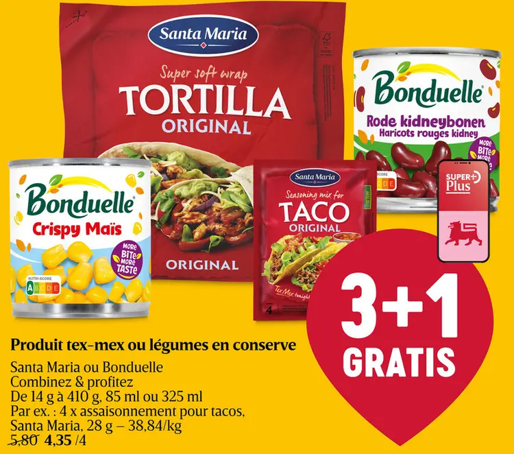 Offre: Produit tex-mex ou légumes en conserve