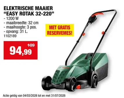 Promotie: Bosch EasyRotak 32-220 elektrische grasmaaier 1200W 32cm