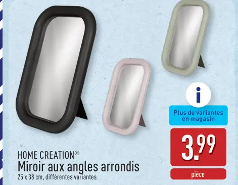Offre: Miroir aux angles arrondis