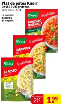 Offre: Plat de pâtes Knorr