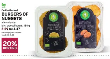 Aanbieding: De Paddestoel BURGERS OF NUGGETS