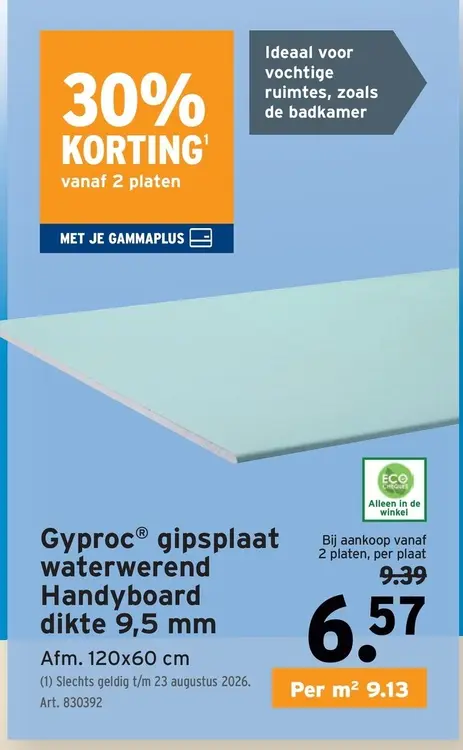 Promotie: Gyproc® gipsplaat waterwerend Handyboard