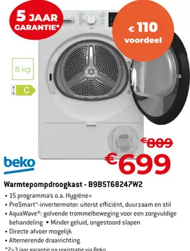 Aanbieding: Warmtepompdroogkast - B9B5T68247W2