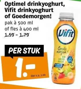 Aanbieding: Optimel drinkyoghurt, Vifit drinkyoghurt of Goedemorgen!
