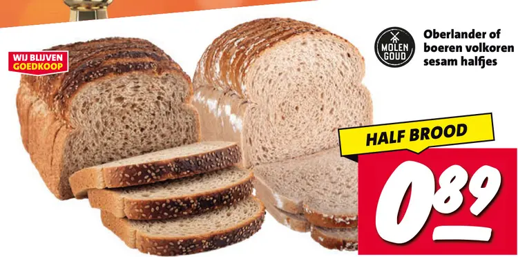 Aanbieding: Oberlander of boeren volkoren sesam halfjes