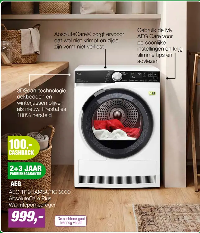 Aanbieding: AEG TR9HAMBURG 9000 AbsoluteCare Plus Warmtepompdroger