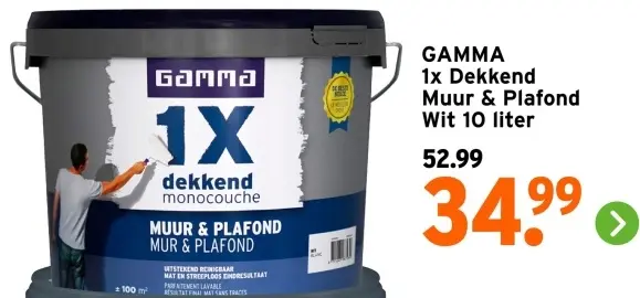 Aanbieding: 1x Dekkend Muur & Plafond Wit 10 liter
