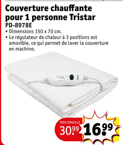 Offre: Couverture chauffante pour 1 personne