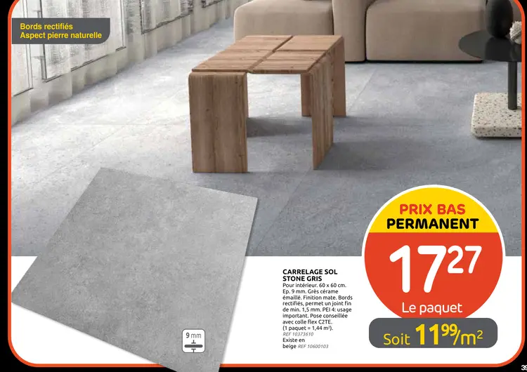 Promotie: Carrelage sol stone gris