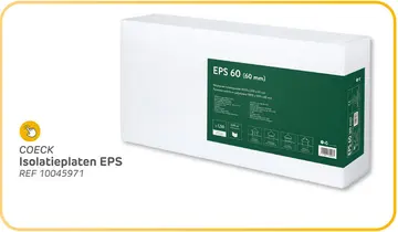 Aanbieding: Coeck eps 60 isolatieplaat - polystyreen - rd waarde 1,6m² k/w - 60mm - 100x50cm - 2m² - 4 stuks