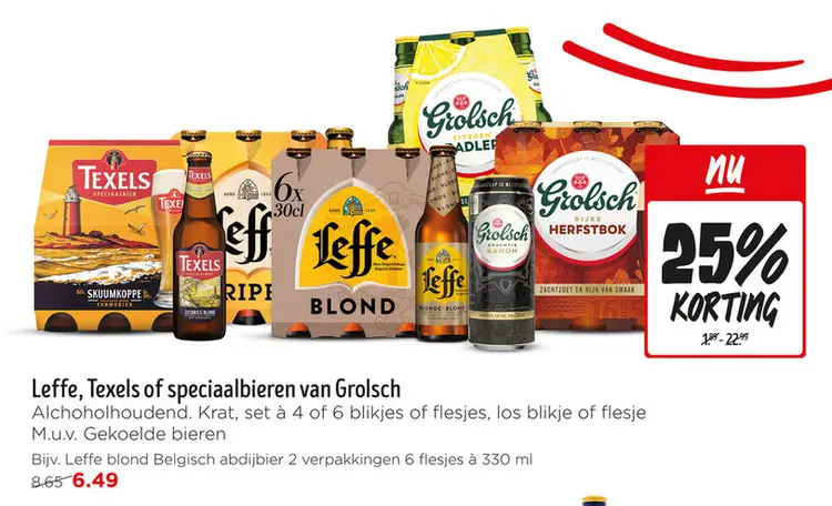 Aanbieding: Leffe, Texels of speciaalbieren van Grolsch