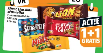 Aanbieding: KitKat, Lion, Nuts of Smarties