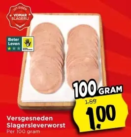 Versgesneden Slagersleverworst