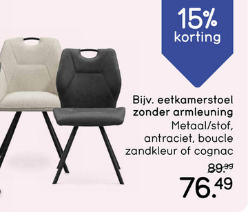 Aanbieding: eetkamerstoel zonder armleuning