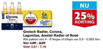 Aanbieding: Grolsch Radler, Corona, Lagunitas, Amstel Radler of Rosé