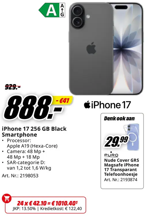 Promotie: iPhone 17 256 GB Black Smartphone