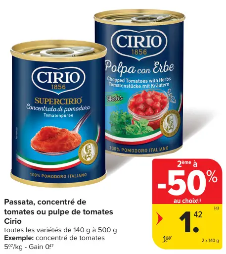 Offre: Passata, concentré de tomates ou pulpe de tom