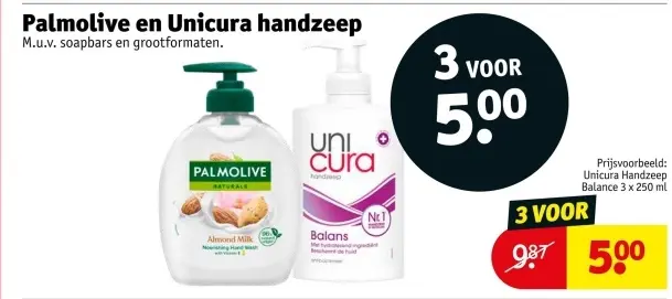 Aanbieding: Palmolive en Unicura handzeep