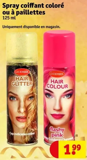 Offre: Spray coiffant coloré ou à paillettes