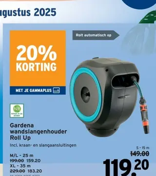 Aanbieding: Gardena wandslangenhouder Roll Up