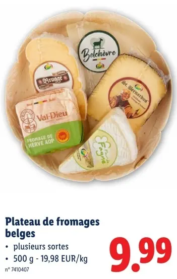 Offre: Plateau de fromages belges