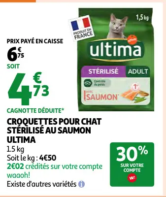 Offre: Croquettes pour chat stérilisé au saumon