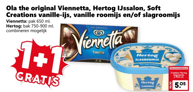 Aanbieding: Viennetta, Hertog IJssalon, Soft Creations vanille ijs en meer 