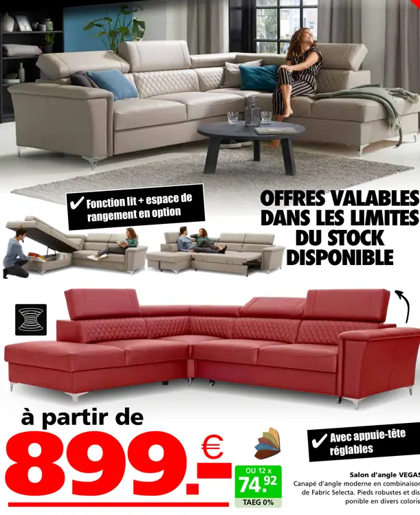 Offre: Salon d'angle VEGAS