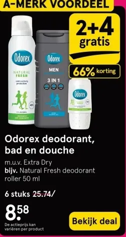 Aanbieding: Odorex deodorant, bad en douche