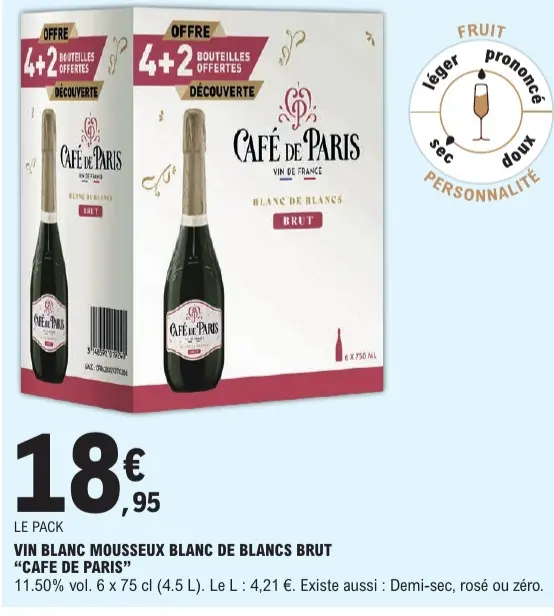 Offre: Café de Paris Vin blanc mousseux blanc de blancs brut
