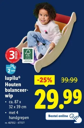 Aanbieding: Houten balanceerwip