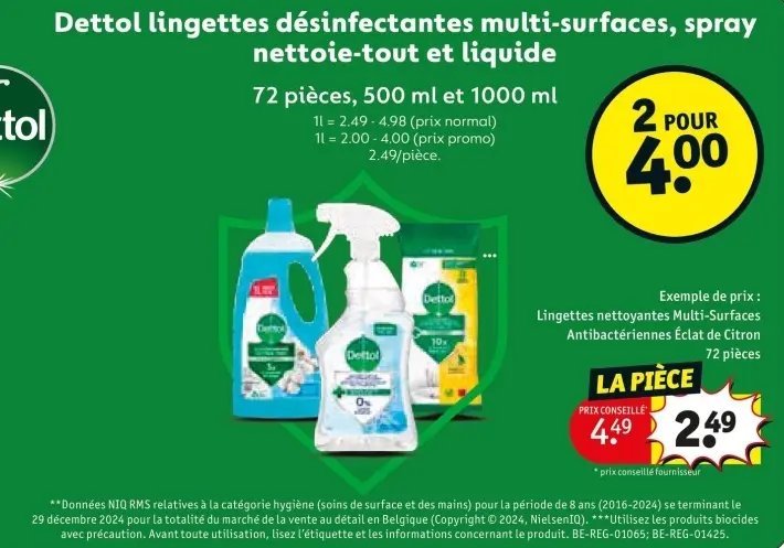 Offre: Lingettes désinfectantes multi-surfaces, spray nettoie-tout et liquide