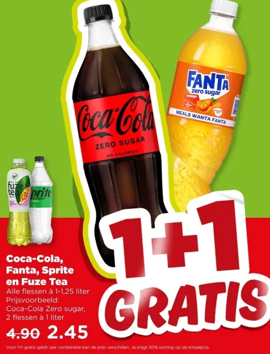 Aanbieding: Coca-Cola, Fanta, Sprite en Fuze Tea