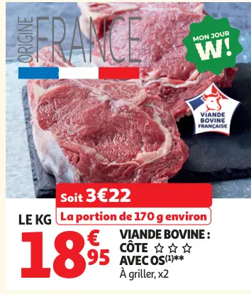 Promotie: Viande bovine: côte avec os