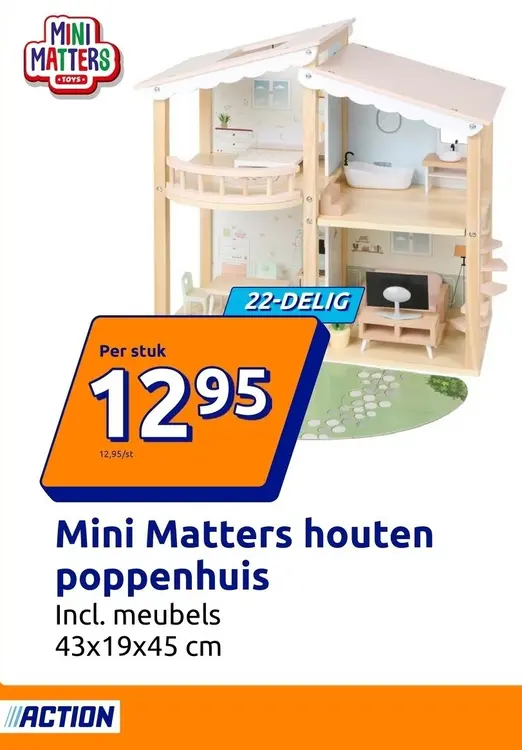 Aanbieding: Mini Matters houten poppenhuis