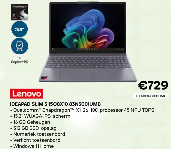 Promotie: Ideapad slim 3 15q8x10 83n3001umb