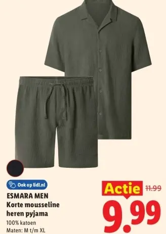 Aanbieding: Korte mousseline heren pyjama