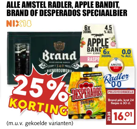 Aanbieding: Amstel Radler, Apple Bandit, Brand or Despera