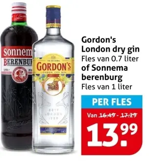 Aanbieding: London dry gin of Sonnema berenburg