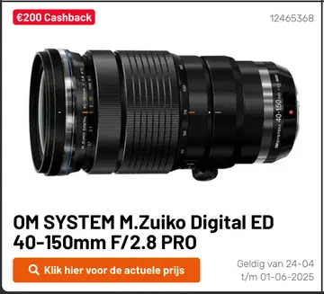 Aanbieding: OM SYSTEM M.Zuiko Digital ED 40-150mm F/2.8 PRO