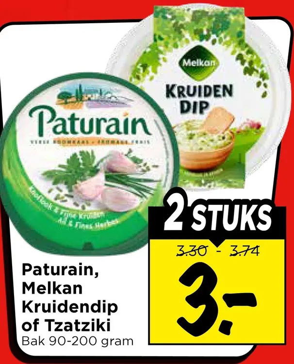Aanbieding: Paturain, Melkan Kruidendip of Tzatziki