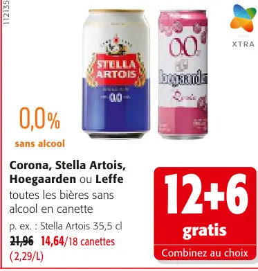 Offre: Corona, Stella Artois, Hoegaarden ou Leffe