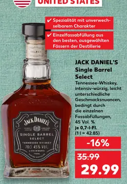 Aanbieding: JACK DANIEL'S Single Barrel Select