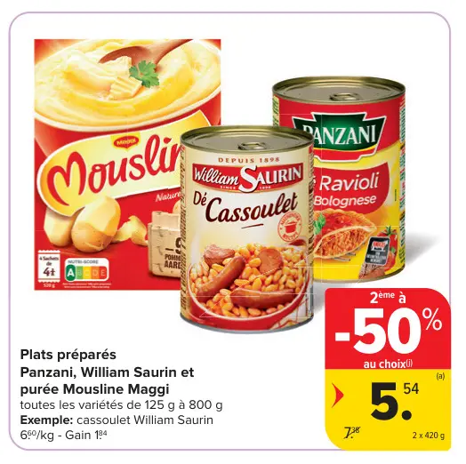 Offre: Plats préparés Panzani, William Saurin et purée