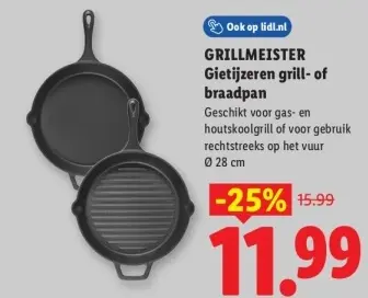 Aanbieding: Gietijzeren grill- of braadpan