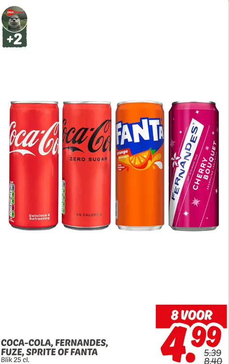 Aanbieding: Coca-Cola, Fernandes, Fuze, Sprite of Fanta